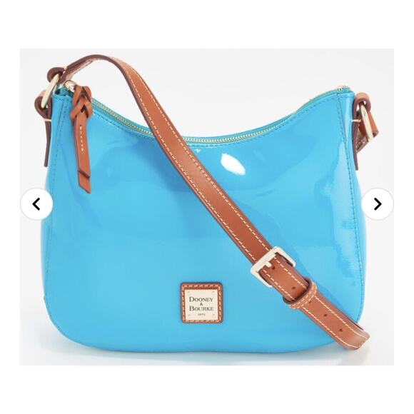 Dooney & Bourke Patent Leather Small Kiley Crossbody Sky Blue Bag B000543 - Picture 1 of 8